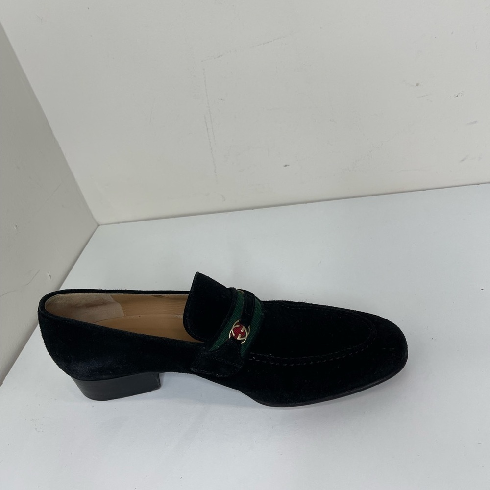 GUCCI GG Horsebit Web loafers black suede preppy  LOGO VTG designer school - Picture 6 of 13